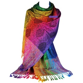 GFM® Silky Feel Rainbow Pashmina Style Scarf in Paisley Or Floral (DV-C12)(PAIS-39-KL)