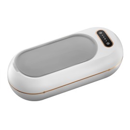 Ultrasonic Retainer Cleaner Machine with 360° Cleaning, Timing Function, ​Denture Cleaner, Multiple Modes for Aligners, Mouth Guards, Braces, Jewelry(White)