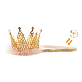 Nishine 2.9"x2.2" Toddler Girls Crown Headband with Replaceable Band Adjustable Hair Band Photography (Gold, Replaceable Band)