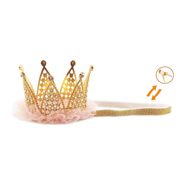 Nishine 2.9"x2.2" Toddler Girls Crown Headband with Replaceable Band Adjustable