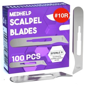 MedHelp 10r Blades Dermaplaning - Pack of 100 Dermaplane Blades 10r, High Carbon Steel Dermablade Blades Individually Packed, Disposable Surgical Scalpel Blades, Sterile