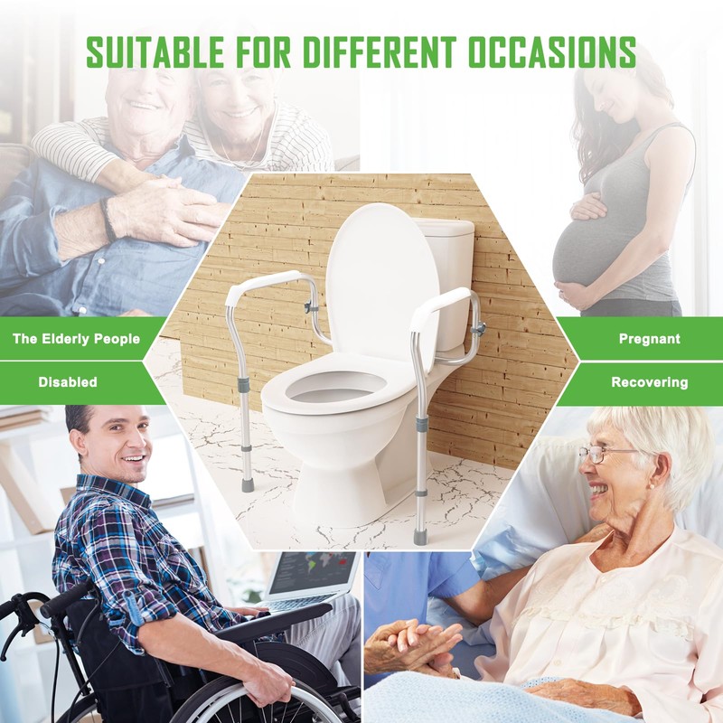 ZOLIQUEX Toilet Safety Rail for Seniors with 2 Reinforced Nuts,