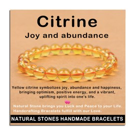 AD Beads Handmade Gemstone Stretch Elastic Bracelet Crystal Healing Reiki Nature's Beauty and Spiritual Essence Unisex (8mm, Citrine (Joy and abundance))
