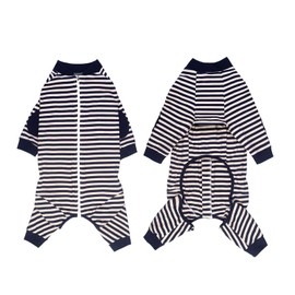 Large Dog Clothes,Dog Pajamas Jumpsuit Flexible Breathable Zipper Soft Cotton Striped Dog Jumpsuit Costume Apparel for Medium Dogs Large Dogs (9-Back length-65cm, Black)