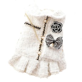 Tweed Princess Dog Apparel Dress Girl Cute Pet Clothes Outfit Small Dogs Costume Puppy Dresses for Small Dogs cat Girl Female Teacup Yorkie Outfits Chihuahua