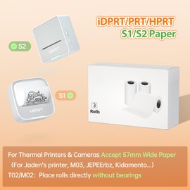 S1 Mini Thermal Printer Sticker Paper, 55mm X 3.5m, 29mm Diameter, Self-Adhesive Pocket Sticker for iDPRT PRT HPRT S1/S2/L8/ M02/M02S Kids Instant Camera Refill Mini Printer Paper