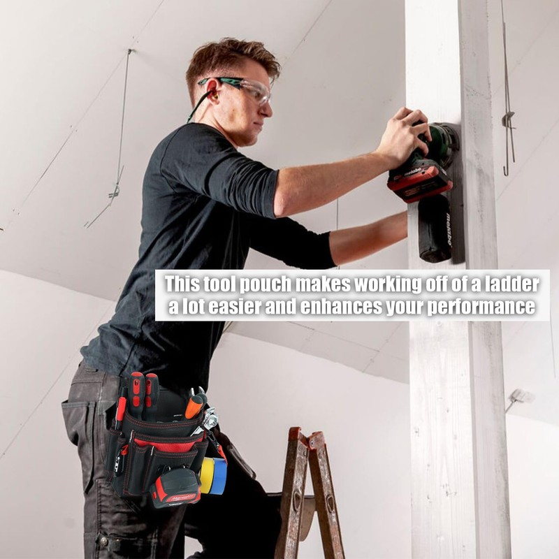 MELOTOUGH Electrician Tool Pouch Lightweight Belt Organizer with Tape Holder