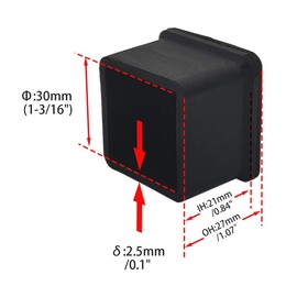 Flyshop, Chair Leg Caps, Square Anti-Scratch Floor Protectors, Heavy Duty Rubber 30x30mm, 3.0x3.0cm, Black, Pack of 4