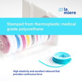 LA MIERE 1 Roll Orthodontic Rubber Chains, Braces Power Chains consisted force in closed, short, long 15'' spools (long, 0.166’’(4.2mm), Neon Cyan)