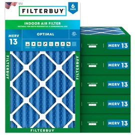 Filterbuy 13x24x4 Air Filter MERV 13 Optimal Defense (6-Pack), Pleated HVAC AC Furnace Air Filters Replacement (Actual Size: 13.00 x 24.00 x 3.63 Inches)