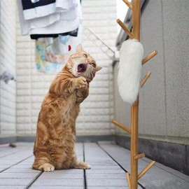 Fluffy Fox Tail Fur Keychain Cosplay Handbag Tassel For Women Soft Faux Furry Tails Toy Kids Girl Party Costume Cat Toys (WHITE)