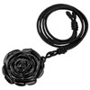 Nupuyai Obsidian Carved Stone Crystal Flower Pendant Necklace for Women,