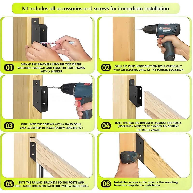 CNQLIS 8Pcs Stainless Steel 2" x 4" Deck Railing 30°