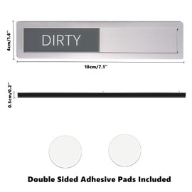 GUIFIER Premium Stainless Steel Dishwasher Magnet Clean Dirty Sign, 7 x 1.6 Inches Clean Dirty Magnet for Dishwasher, Metal Dishwasher Magnetic Sign, Kitchen Organizers and Storage(Metal, Silver)