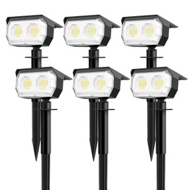 Rixsun Solar Landscape Spotlights Outdoor,IP65 Waterproof 48LED Path Lights with 3 Lighting Modes, Garden Yard Pathway Pool Wall Lights(Cool White, 6Pack)