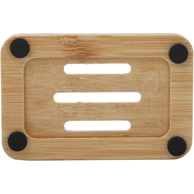 Kandid Eco-Friendly Bamboo Soap Dish with Drainage Slots - Natural