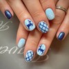24Pcs Blue Press on Nails Short Square - Christmas Dark