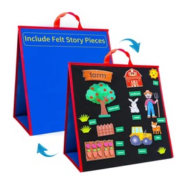 Foldable Felt Board for Toddlers Flannel Board Stories for Preschool Early Learning Interactive Storytelling Freestanding Felt Story Board for Parent-Child Story Reusable Wall Hanging Gift for Kid