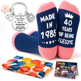 Joybble 40th Birthday Gifts for Women, Women Birthday Decorations, Funny Socks & Inspirational Keychain, Novelty Gifts for Mum Girlfriend Daughter Sister, Fun Present Christmas Stocking