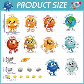 Janlaugh 22 Pcs Solar System Bulletin Board Set for Classroom, Solar System Posters Educational Learning Poster Cutouts with Adhesive Glue Point Dots for Classroom Home Learning