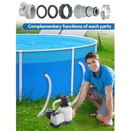 Pool Hose Adapter A & B - Conversion Connector for 1.5"&1.25" Hoses with Clamps Gaskets, Replacement Parts fits Intex Filter Pumps, Saltwater System, Above Ground Swimming Pool Accessories - 4Pack