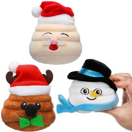 Shappy 3 Pcs Christmas Poop Farting Plush Toy Farting Santa Poop Toys with 7 Fun Fart Sounds 4'' Christmas Dog Toys Santa Snowman Reindeer Poop Plush Fart Noise Maker Xmas Gag Gifts for Family Friends
