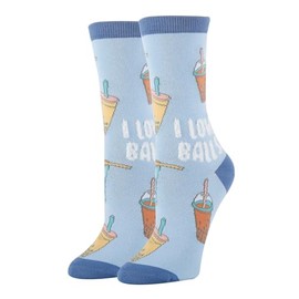 ooohyeah Women's Funny Novelty Milk Tea Crew Socks, Crazy Fun Saying Silly Cotton Dress Socks Gift, Boba