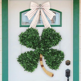 DAZONGE St. Patrick's Day Decorations, St Patricks Day Shamrock Wreath, Lucky Green St. Patrick's Day Door Swag for Fireplace Mantel Walls