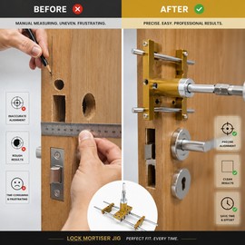Wooden Door Lock Mortising Jig for Installation – Adjustable Hole Opener Guide for Accurate Lock Drilling