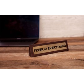 Boxer Gifts Fixer of Everything Novelty Wooden Desk Plaque Sign - Fun Desk Accessories | Funny Secret Santa Gifts For Work Colleague & Office Boss | Unique Gift For Dad