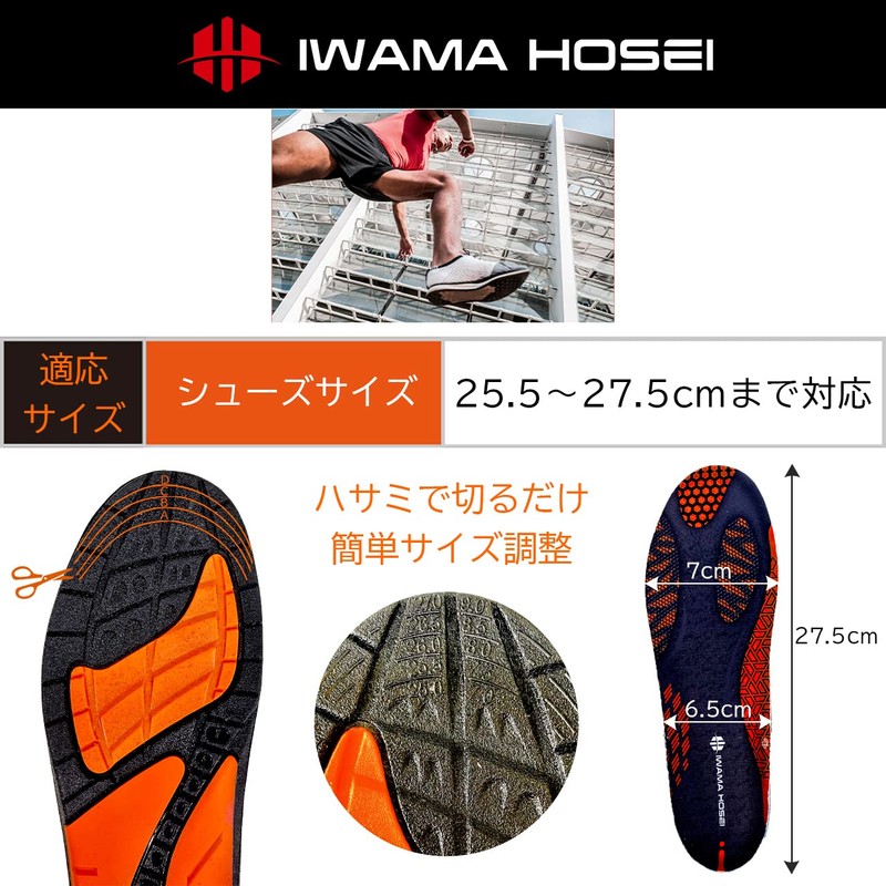 IWAMA HOSEI GYRO FLEXI Men's Insole, Shock Absorption, 10.0 -