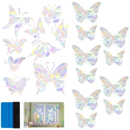TXXATX Prism Window Sticker, Butterfly-Shaped, Bird Protection Stickers for Windows, Pack of 19, Suncatcher Stickers, Rainbow Film, Window for Door Windows, Avoiding Bird Collisions