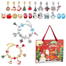 Christmas Advent Calendar 2024 Kids Girls Charm Bracelet Jewellery Advent Calendar 2024 Bracelet Making Kit, Christmas Countdown Calendar Jewellery Craft Kit Christmas Calendar Gifts for Girls Kids