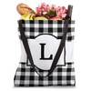 Black and White Buffalo Plaid Monogram Letter L Initial Gift