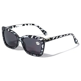 BIFOCAL Women Big Lens Butterfly Reading SunGlasses - Fun Cateye Outdoor Readers (Grey Leopard, 2.50)