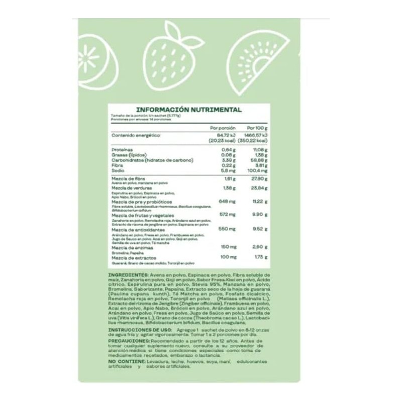 Bloom Greens Superfoods 14 Sobres Individuales P Llevar Fresa-Kiwi