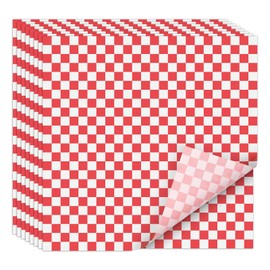 EcoDispose 12 x 12 Inches Grease Proof Deli Paper Precut Sheets for Deli Food, BBQ, Picnic, Party (100 Pcs, Red&White Checker)