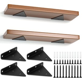 SENENQU Pack of 4 8 cm Floating Shelf Brackets, Invisible Triangle Wall Brackets, Shelf Bracket, Wall Shelf, Metal Angle for Open Shelves, DIY Area