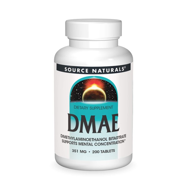 Source Naturals DMAE, Dimethylaminoethanol Bitartrate - Supports Mental Concentration - 50 Capsules