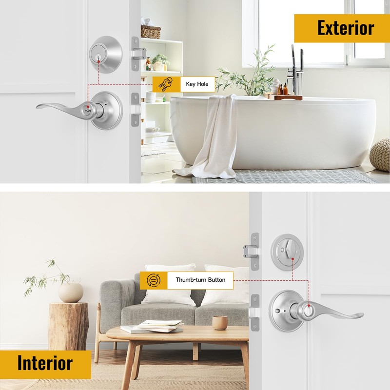 HOSOM Keyed Alike Front Door Lever Lockset with Single Cylinder