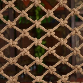 Safety Anti-Fall Fence Net for Children Pet Cat,Cargo Net Climbing Rope,Playground Climbing Children Net Woven Rope Truck Trailer Netting Swing Treehouse Hammock Rope (Jute, 1Mx8M(3.3FTx26.2FT))