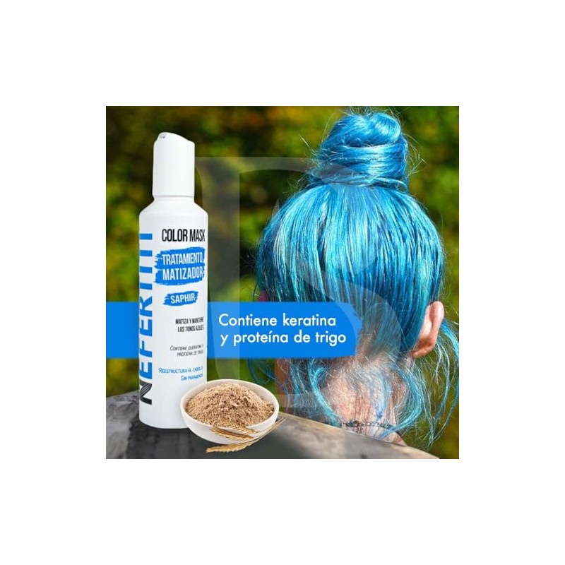 Tratamiento Matizador Azul Nefertiti Saphir Con Keratina para el Cabello