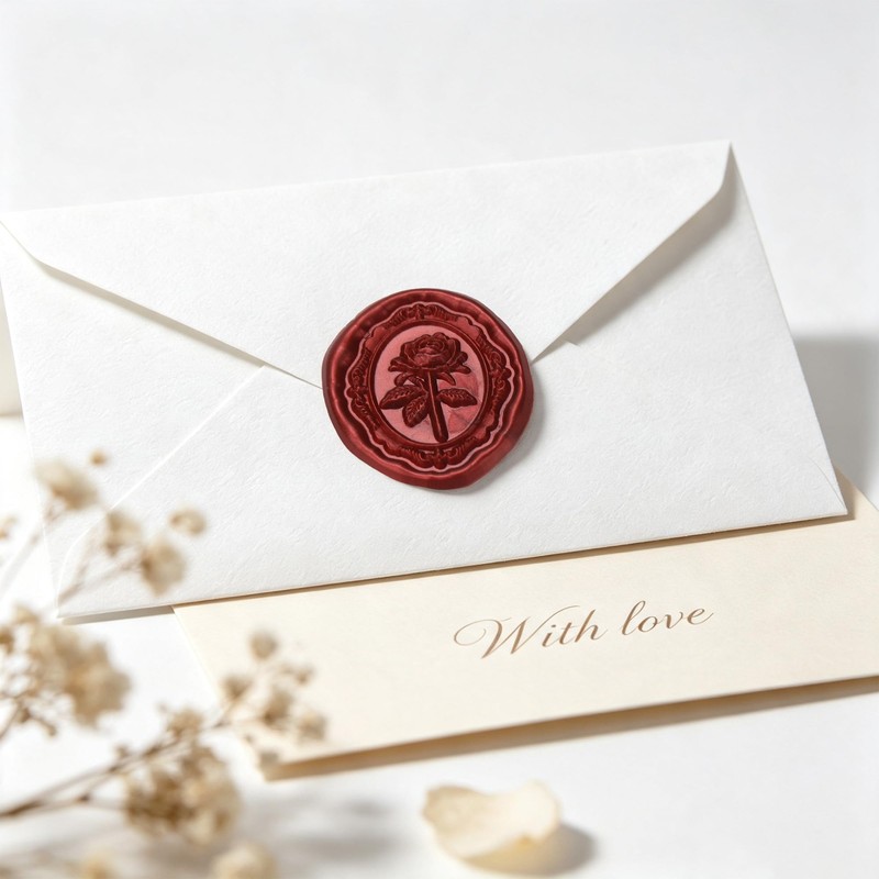 Wax Seal Stickers 50 PCS Rose Self Adhesive Wedding Invitations