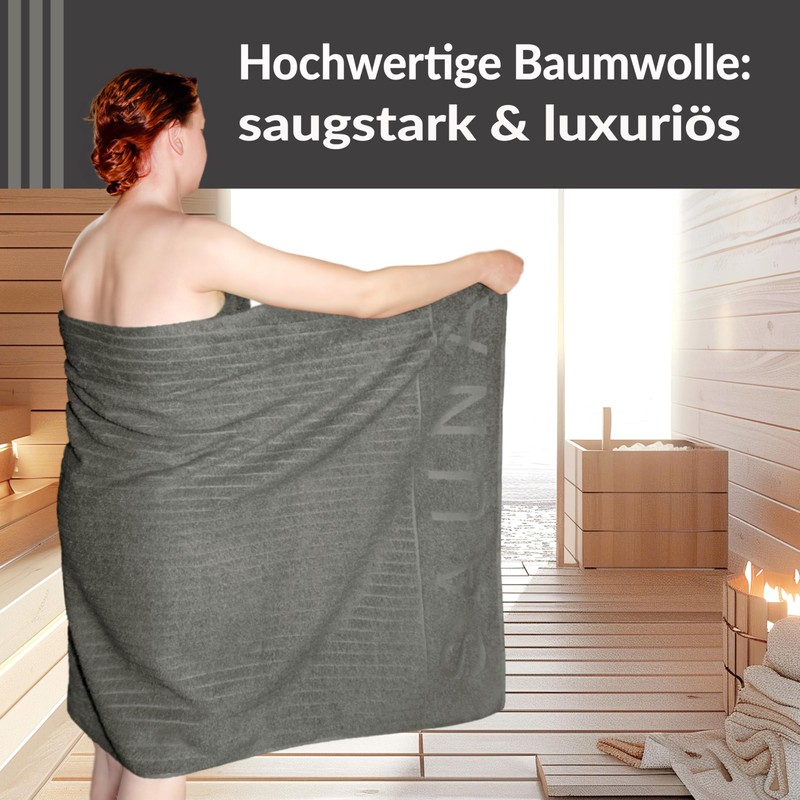 Lashuma Copenhagen XXL Men's Sauna Towel, 85 x 200 cm,