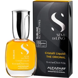 Alfaparf Milano Semi Di Lino Sublime Cristalli Liquidi The Original - Suero Iluminador y Protector TÉRMICO para el Cabello, Brillo Extremo Todo Tipo de Cabello, 15 ml
