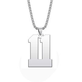 GMXLin Men Lucky Sports Number 11 Charm Pendant Necklace for Boys Custom Baseball Football Softball Athletes Fan Best Friend Friendship Birthday