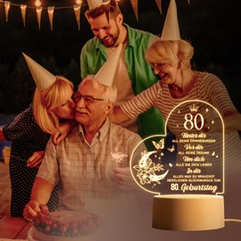 80th Birthday Woman Man Gifts for 80th Birthday - Acrylic Night Light Gifts Decoration, 1944 80th Birthday for Dad, Mother, Friends, Husband, Wife, 80th Birthday Gift Ideas