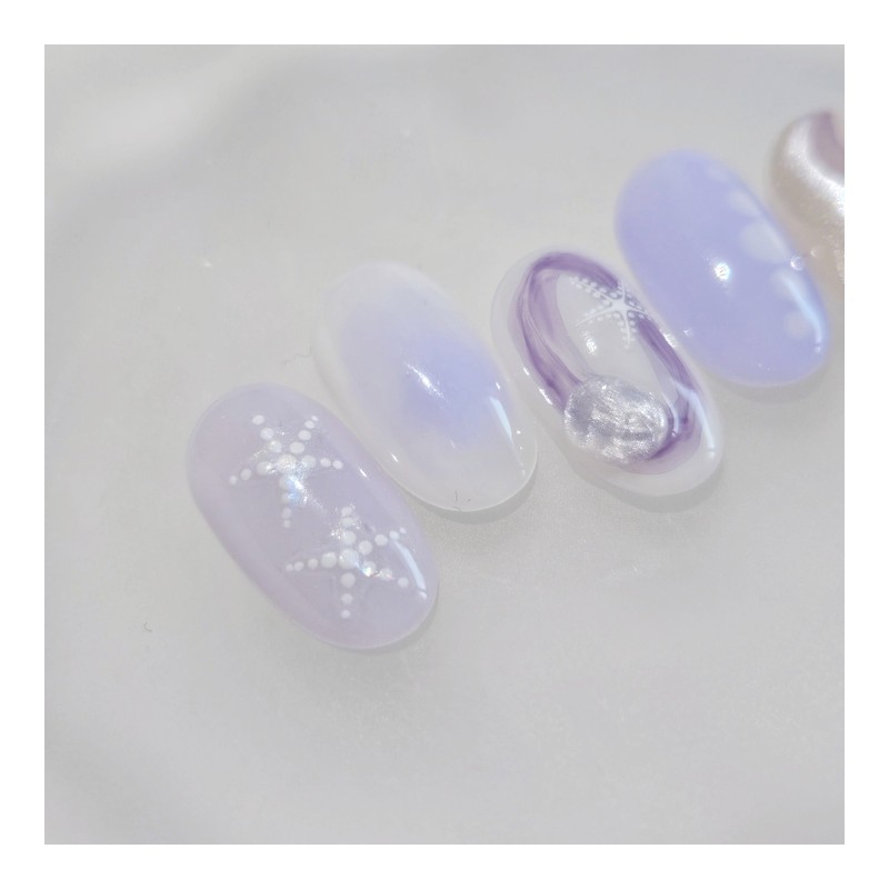 Lavender Ocean handmade nail tips purple summer nails - Coffin