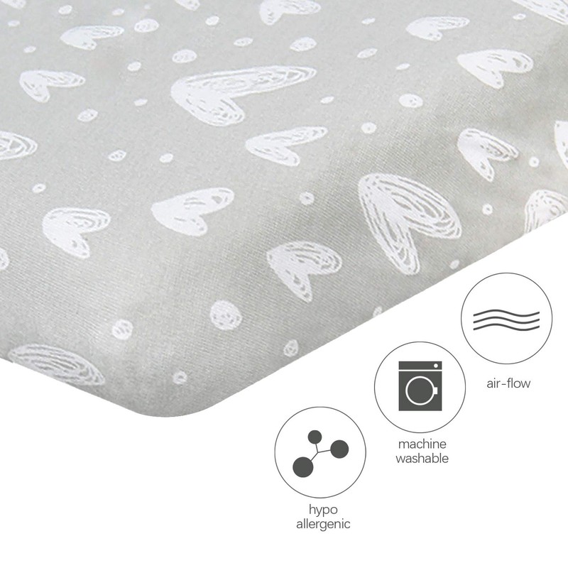 Travel Cot Fitted Sheet, 2 Pack, 100% Jersey Knit Cotton