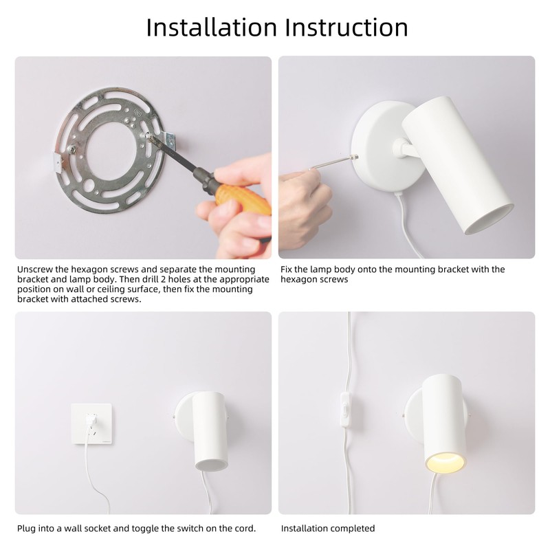 Aisilan Spotlights Indoor, LED Wall Spotlight Plug in with Switch,